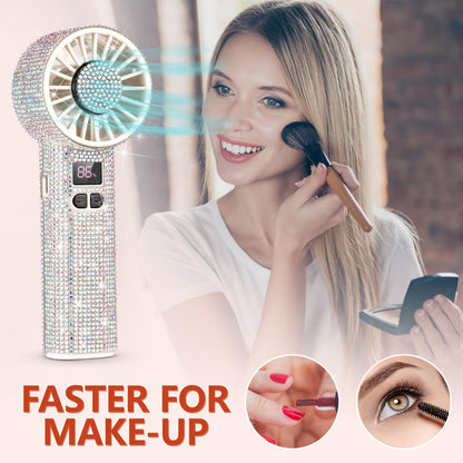 Mudder Rhinestone Handheld Fan Crystal Bling Mini Personal Fan Glitter Bedazzled Portable Usb Rechargeable & Battery Operated for Girls Women Outdoor Travel Indoor Makeup Office (Silver,Not Foldable)