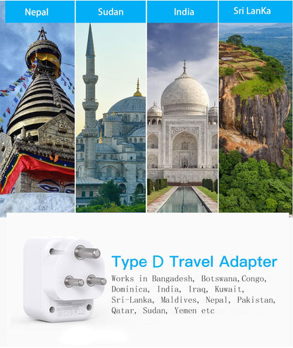 South Africa Travel Plug Adapter, HANYCONY Type M Power Adapter with 2 AC Outlets 3 USB Ports(2 USB C) for US to South Africa Botswana Namibia India Nepal Bhutan Sri Lanka