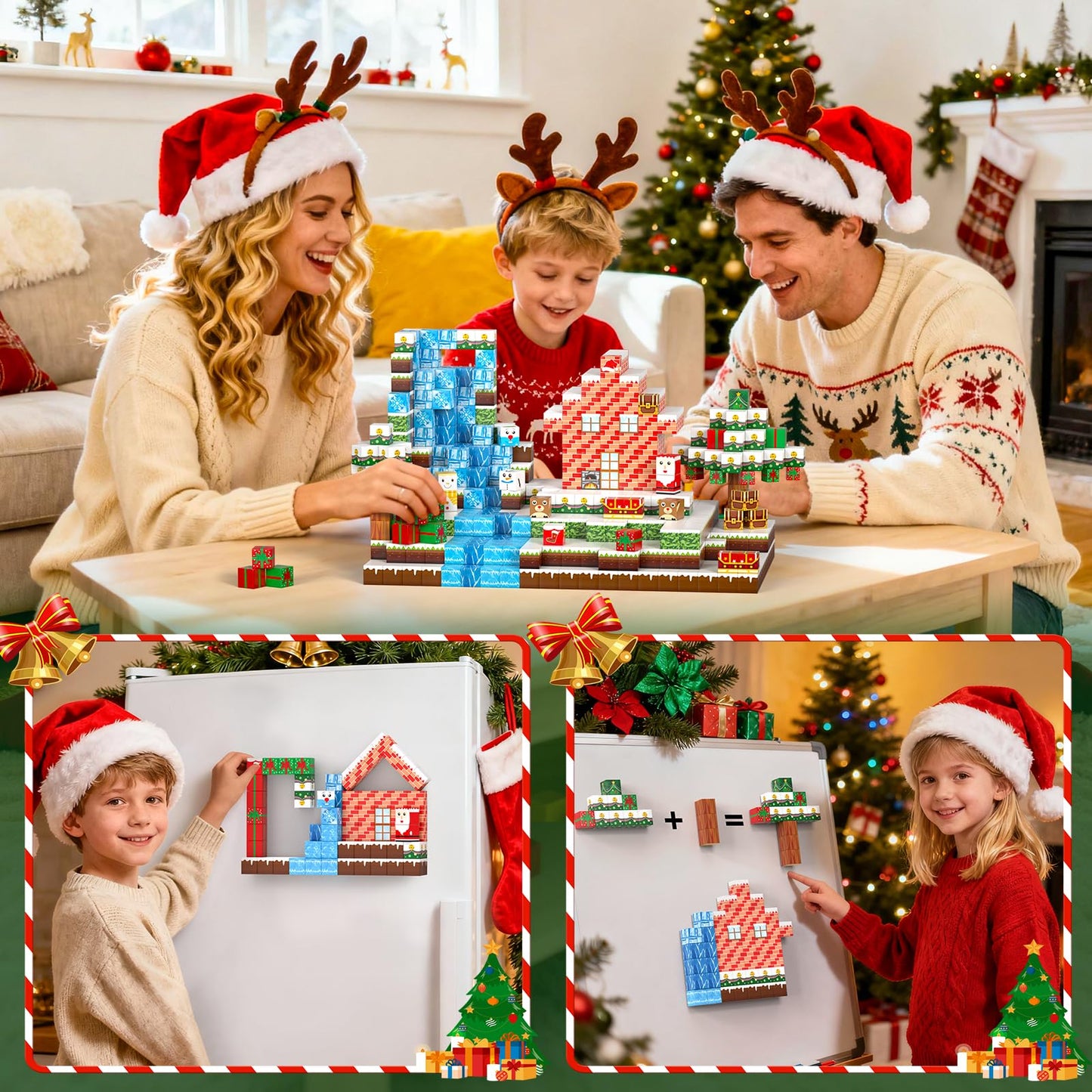 GEVINST 180PCS Magnetic Blocks, Christmas Magnetic Building Blocks Set for Kids Ages 4-8 8-12, STEM Sensory Magnet Cube Tiles for Boys Girls Toddlers 3+, Stocking Stuffers Christmas Toys Gifts