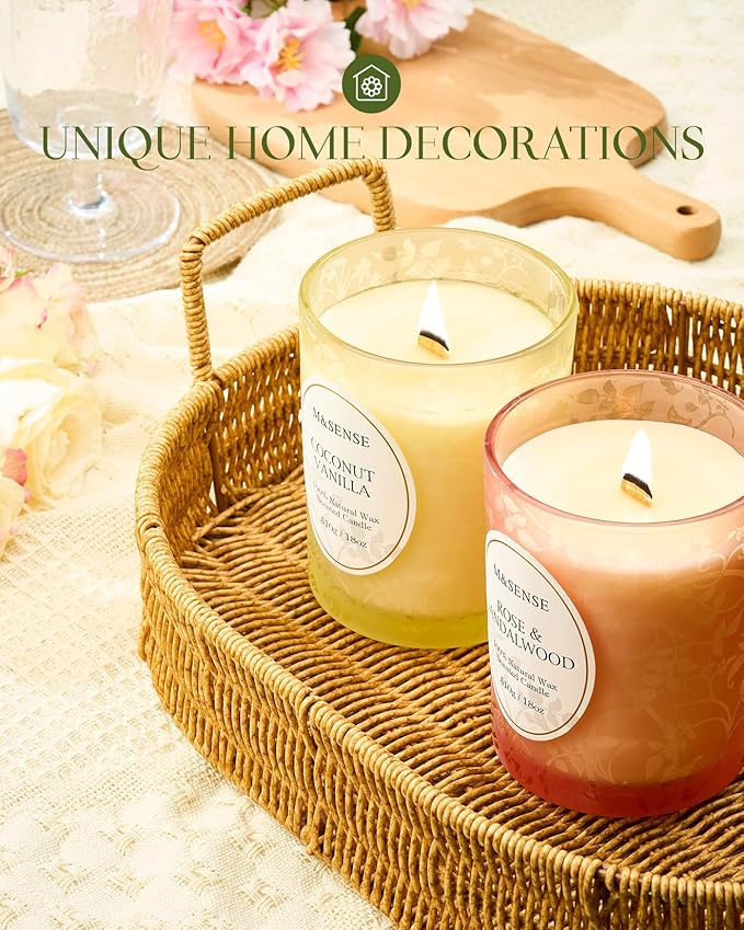 M&SENSE Sage Citrus Scented Candle, Cracking Wooden Wick Soy Wax, 18oz 100 Hours Long Lasting Clean Burn, Large Jar Candles for Home Decor, Non-Toxic Relaxing Fall Winter Aromatherapy Gifts for Women