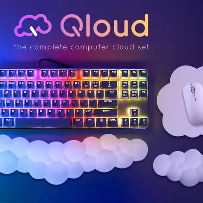 Create-ables Qloud Cloud Wrist Rest Keyboard Wrist Rest for Computer Keyboard Pad, Cloud Keyboard Wrist Rest, Wrist Pad for Keyboard, Memory Foam, Non Slip Base, Comes with Mouse Pad - White