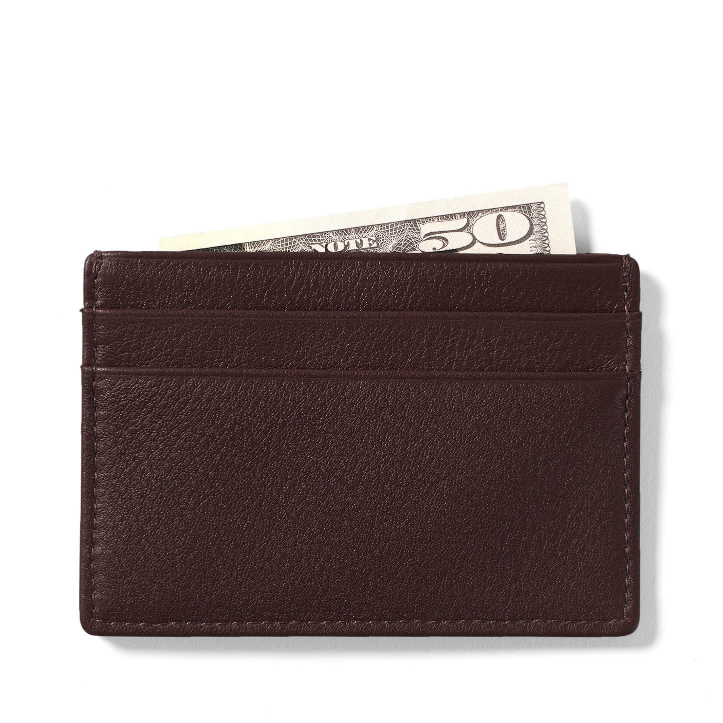 Leatherology Brown Men's Slim Credit Card Case Wallet - 4 credit card slots, center pocket for cash or receipts, slim silhouette design