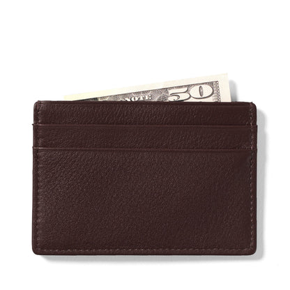 Leatherology Brown Men's Slim Credit Card Case Wallet - 4 credit card slots, center pocket for cash or receipts, slim silhouette design
