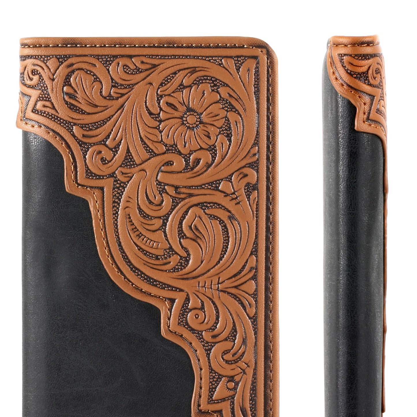 Montana West Western Wallet for Men Long Bifold Wallet with Card Slots RFID Blocking Cowboy Vintage Checkbook Wallet Gift for Men