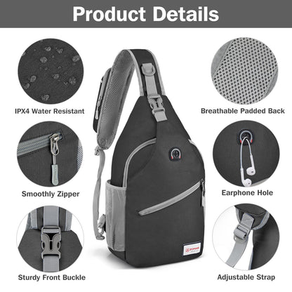 ZOMAKE Sling Bag 8L - Lightweight Crossbody Backpacks Waterproof Backpack for Travel Outdoor Sport Men Women