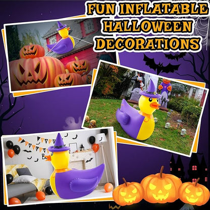 Hungdao 1 Pcs 4.6 Feet Giant Inflatable Halloween Duck Huge Halloween Large Blow up Rubber Duck for Parades and Trunk or Treats Party Supplies (Wizard)