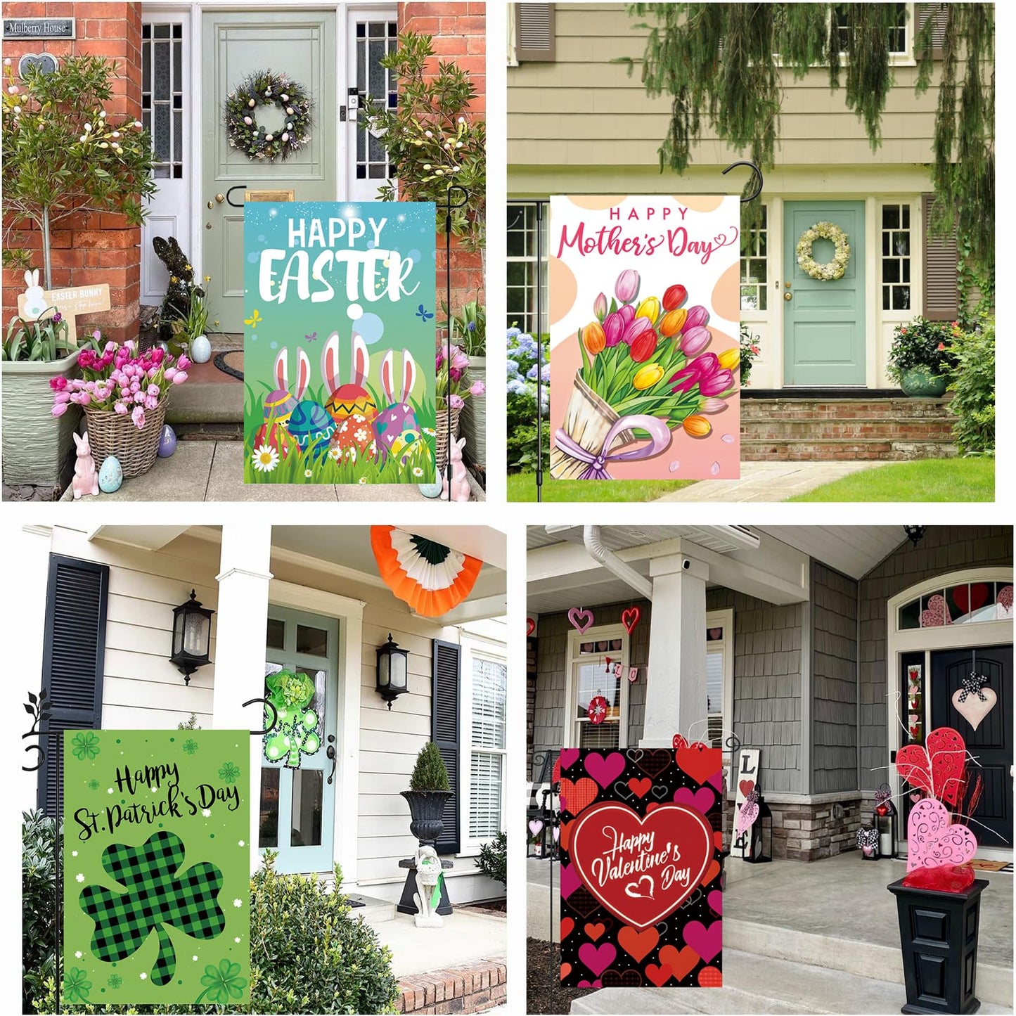 Seasonal Garden Flags Set of 12 Double Sided 12x18 Inch, Small Yard Flags for Outside, Spring Summer Fall Winter & Holiday Outdoor Decor, 4th of July Halloween Christmas Decorations for All Seasons