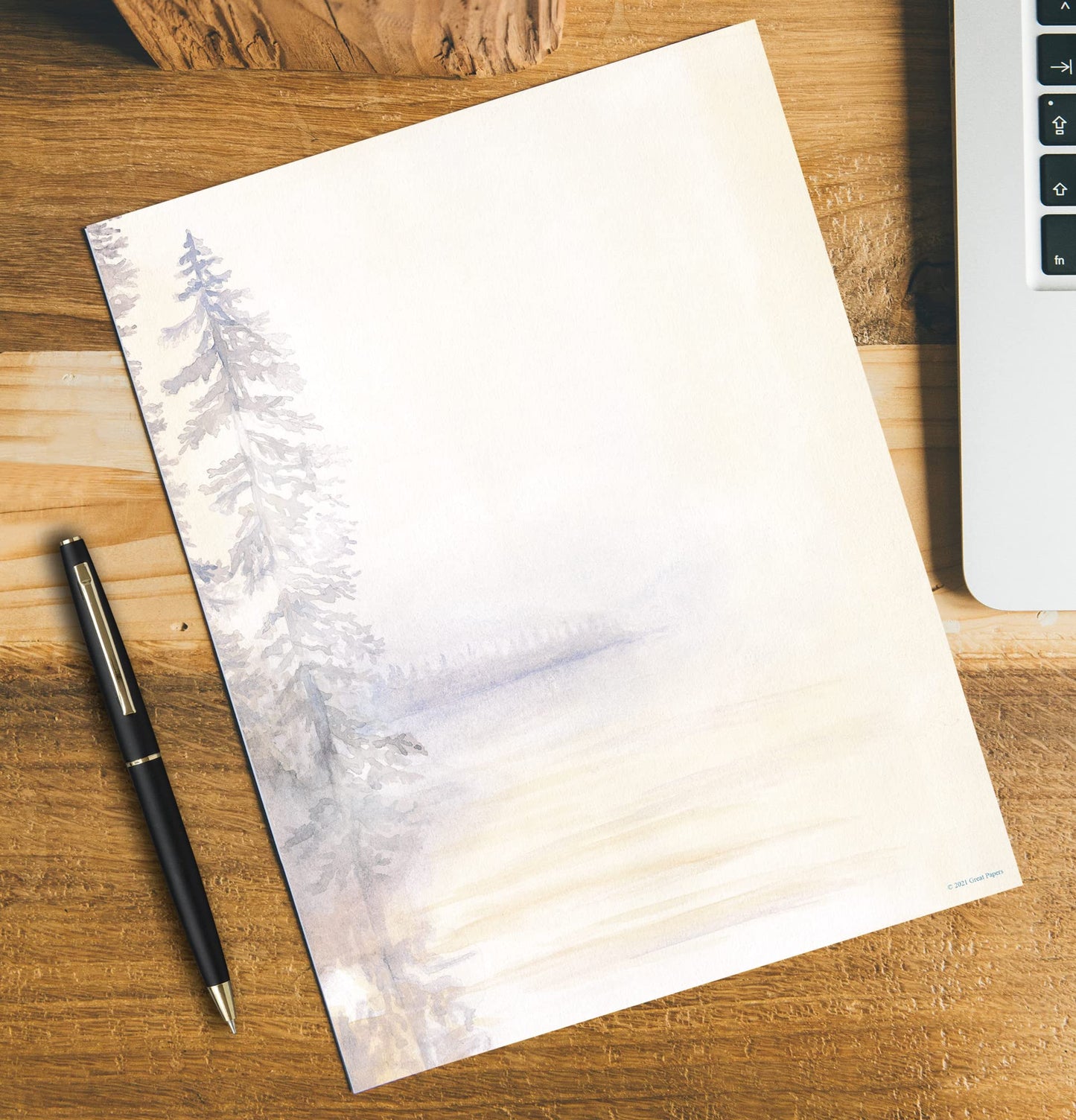 Great Papers! Morning Mist 2-Sided 8.5" x 11" Letterhead and #10 Envelope Stationery Set, 50 Stationery Sheets and 25 Matching Envelopes, 75 pieces (2021039)