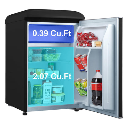 Galanz GLR25MBKR10 Retro Compact Refrigerator, Mini Fridge with Single Doors, Adjustable Mechanical Thermostat with Chiller, Black, 2.5 cu ft