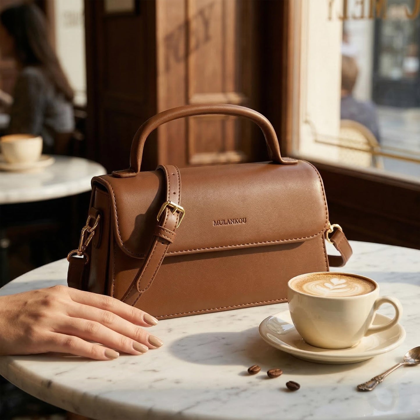 Perphy Crossbody Bag for Women Top Handle Shoulder Bags Leather Small Handbags with Adjustable Strap 8.7 * 3.1 * 5.1 inches Brown