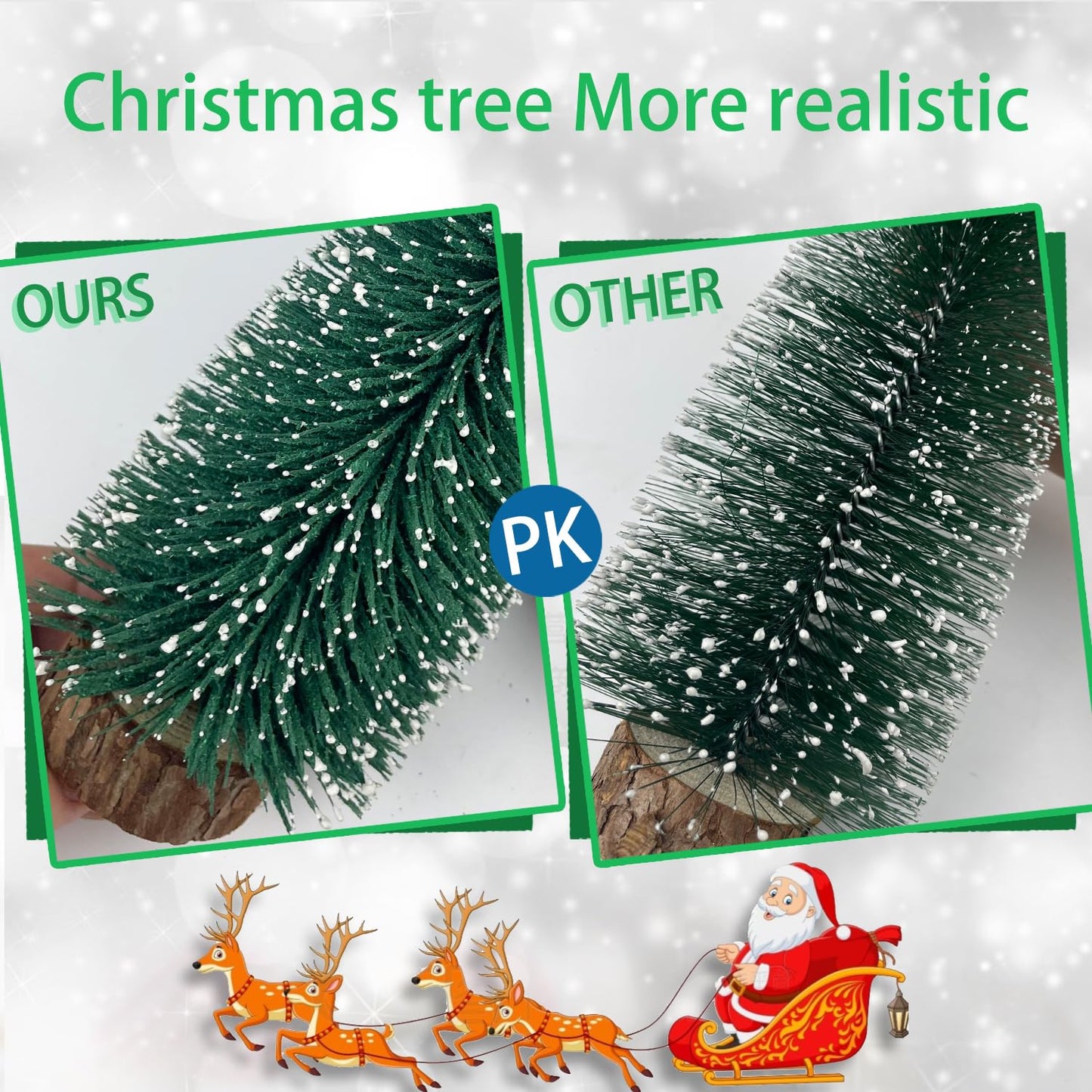 NotiGat mini Christmas Tree Bottle Brush Christmas Trees with Wooden Bases Christmas Decorations for Party Table top decer Christmas Tree （5pcs）