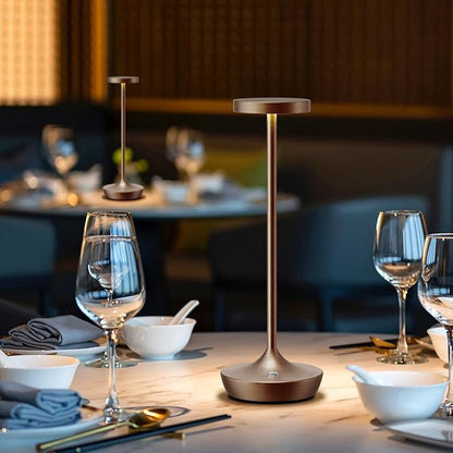 Cordless Table Lamp Rechargeable - 6000mAh LED Battery Operated Table Light - Portable Touch Dimmable Outdoor Waterproof Table Lamps for Patio Bar Restaurant Dining (2 Brown)