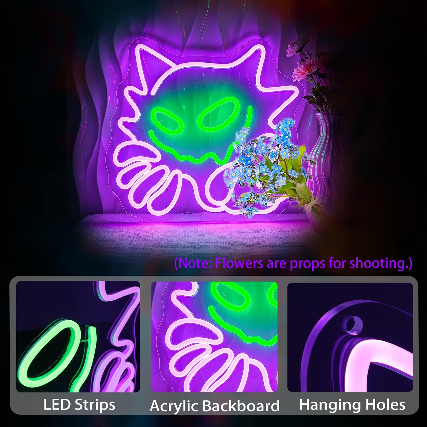 Bkuupau Neon Sign, Anime Neon Signs for Wall Decor LED Light up Signs Home Decor for Bedroom, Man Cave, Gaming Room, Party, Club, Pub, Bar Decoration Christmas Halloween Easter Gift USB Operated