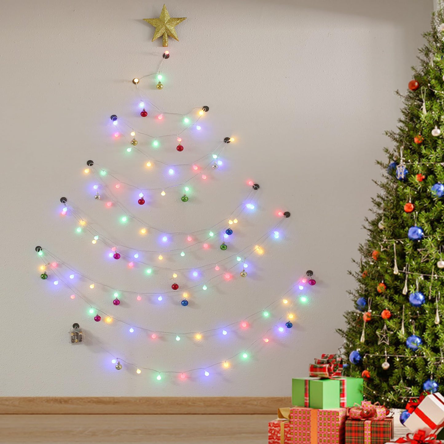BRILLIHOOD DIY Wall Mounted Christmas Trees with LED RGB Light, Kids Toys Wall Hanging Christmas Tree, Space-Saving Christmas Decor Ideas for Small Space Home Holiday Decoration