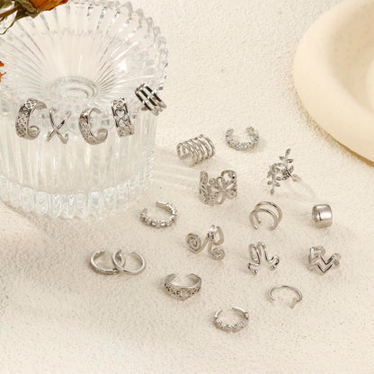 Milacolato 20Pcs Ear Cuff Set Damen Ohrmanschette Ohrringe Earcuffs Set Helix Knorpel Clip auf Wickelohrring Fakepircings Ohr Cuffs Ohrklemme