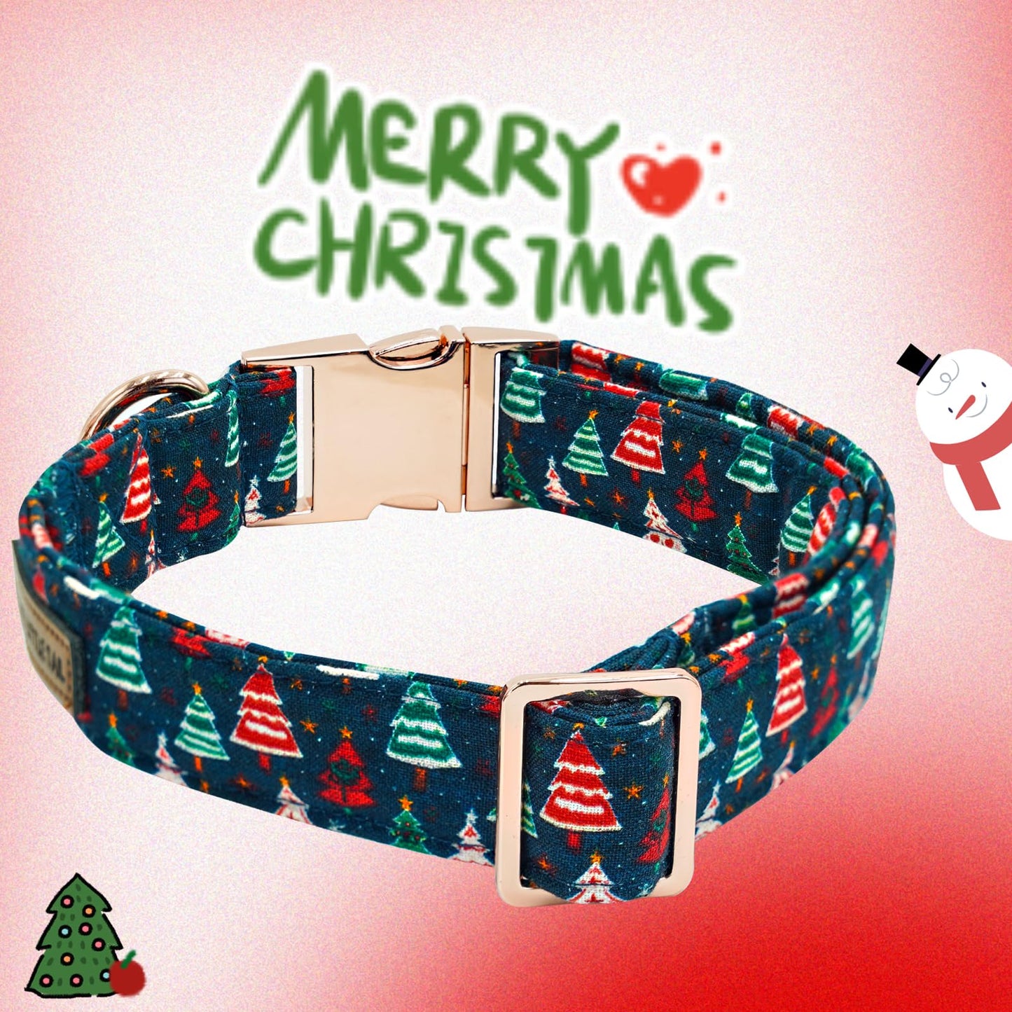 Elegant little tail Christmas Dog Collar, Christmas Tree Pet Collars Bow Red Metal Buckle Collar Puppy Girl Boy Holiday Cotton Soft Bowtie Adjustable Dog Collar for Large Dogs