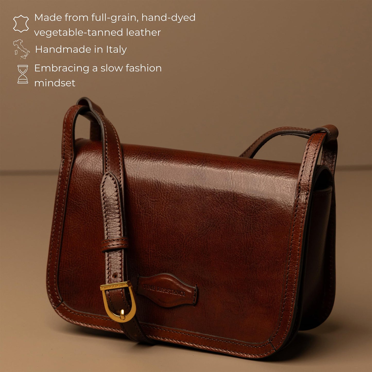 Time Resistance Leather Crossbody Bag – Messenger Bag with Magnetic Closure - Leather Handbag Purse for Women (Brown)
