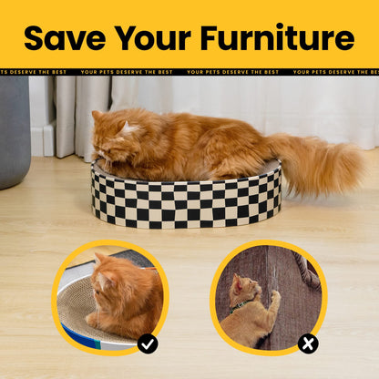 Conlun Cat Scratcher Cardboard,2 in 1 Oval Cat Scratch Pad Bowl for Indoor Kitty Grinding Claw,Round Kittens Scratching Board Corrugated Lounge Pet Beds&Furniture Protector for Couch&Carpets&Sofas