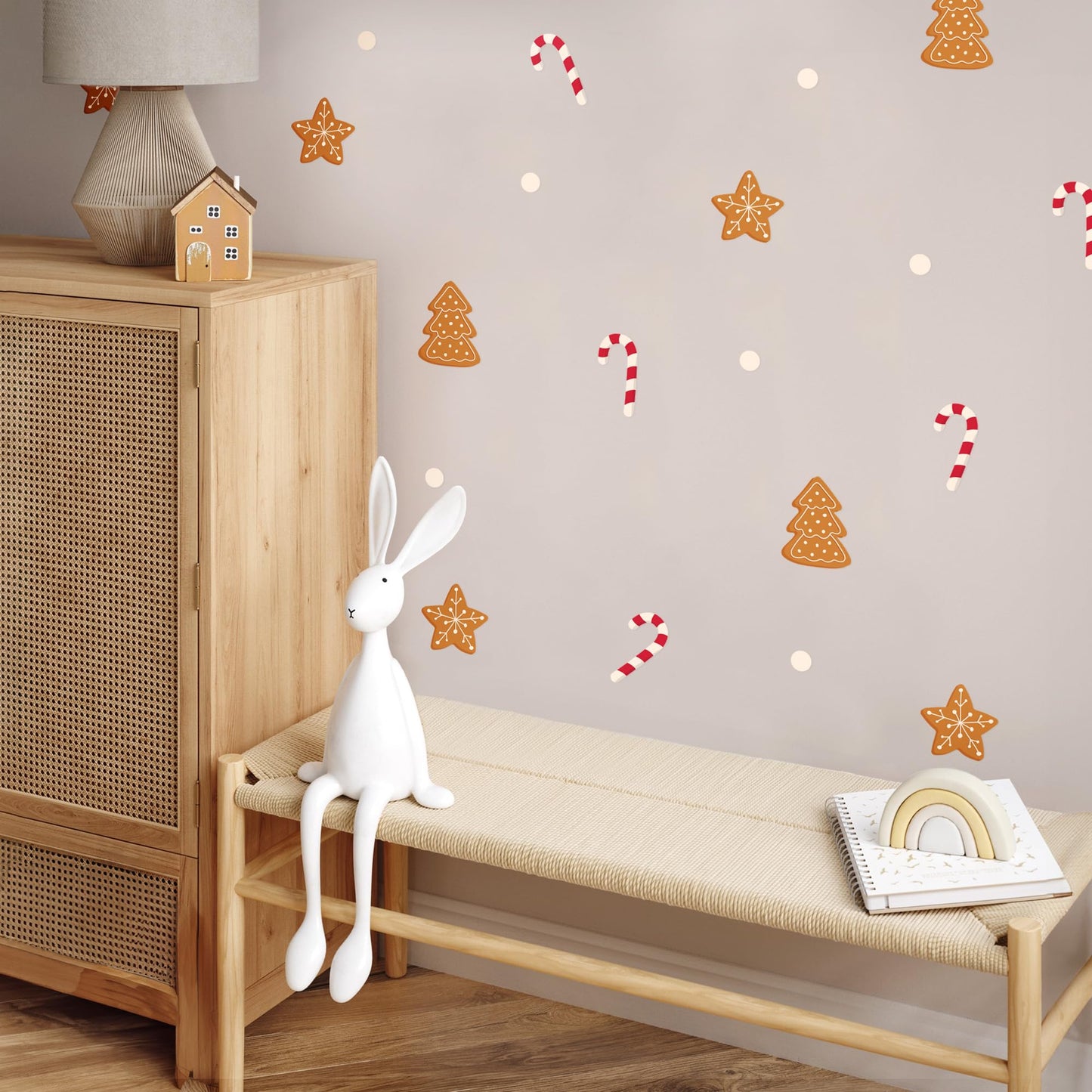 Removable Wall Decals for Kids Room – Peel and Stick Wall Stickers for Girls & Boys Bedroom, Playroom & Nursery – Easy to Apply Wall Decor - Candy Canes Christmas