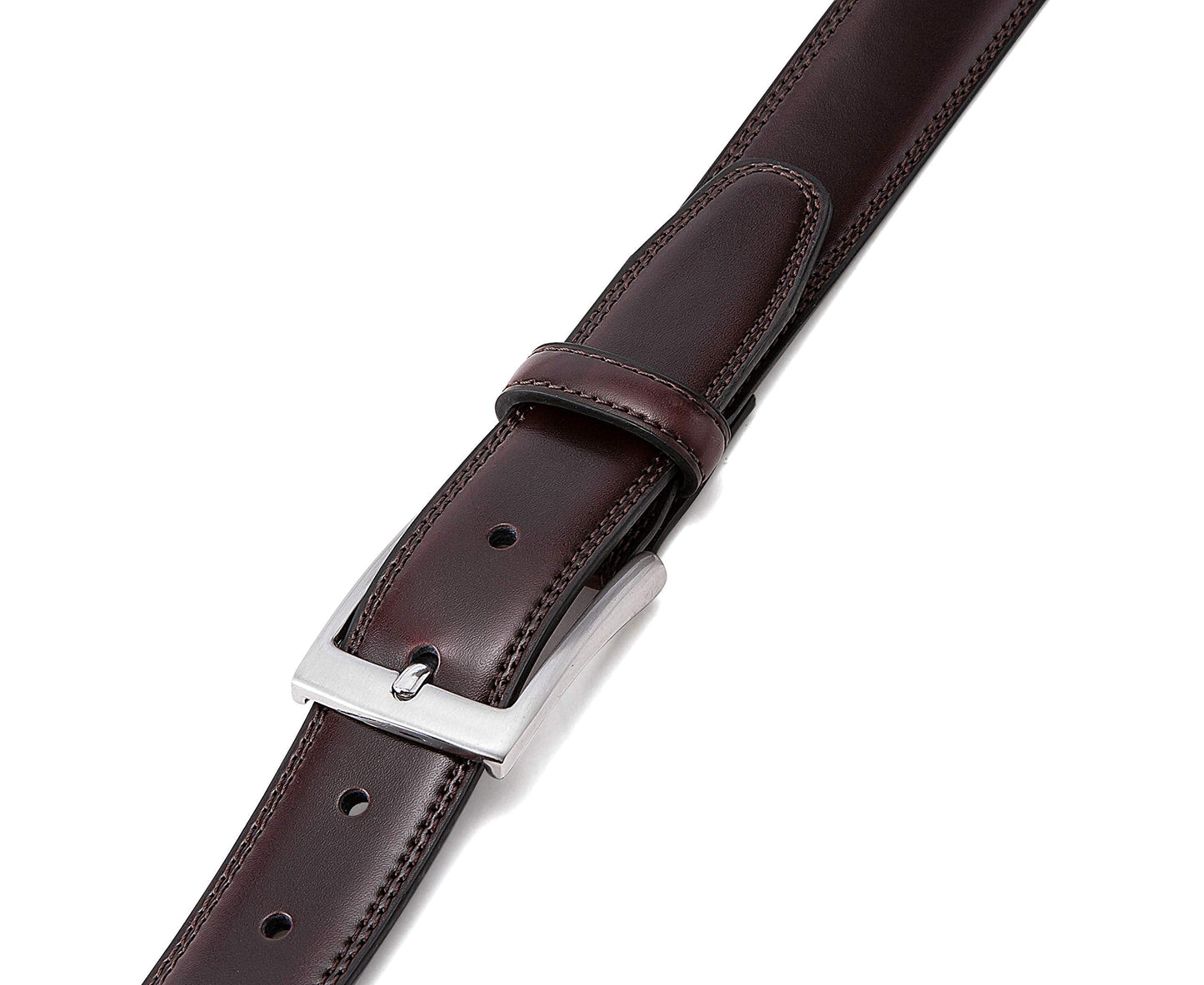 MILORDE Leather Belt for Men, Fashion & Classic Design for Dress and Causal (Size 34 (Waist 32), Mahogany)