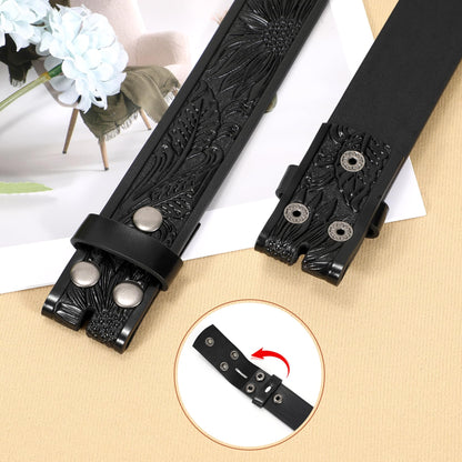 TRIWORKS Western Belt for Men without Buckle Cowboy Leather Belt Country Belt 1.5”Embossed Leather Belt Strap