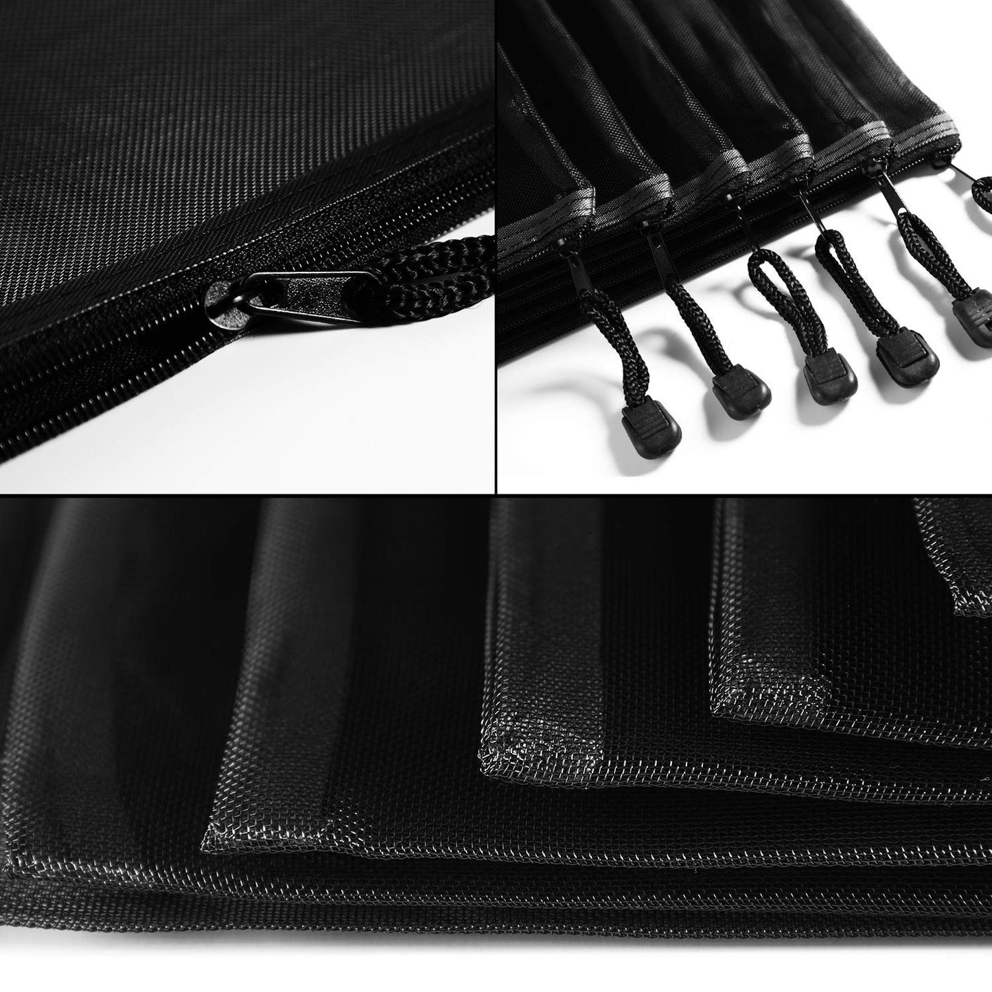 Outus 15 Pieces Mesh Bags Pouch Mesh Zipper Pouch Makeup Bags Cosmetic Travel Organizer Zipper Pencil Case for Organizing Office travel Storage(9.5 x 7.1 Inches,Black)