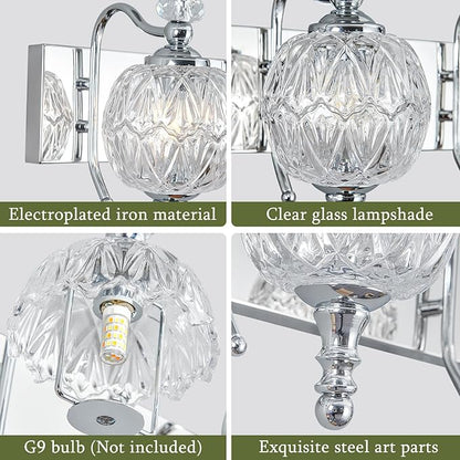 Modern Crystal Bathroom Vanity Lights Fixtures Over Mirror Chrome Vintage 4-Lights 28 Inch Bathroom Light Fixtures Glass Crystal Vanity Lights