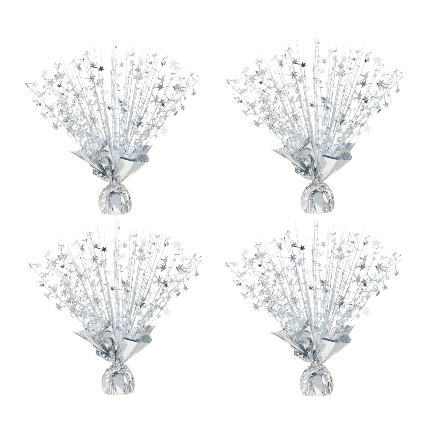 4 Pack Metallic Foil Spray Centerpiece Stars for Wedding, Birthday, Anniversary, Christmas Table Decor, Holiday Festival Baby Shower Graduation Mantle Party Decorations (Silver)