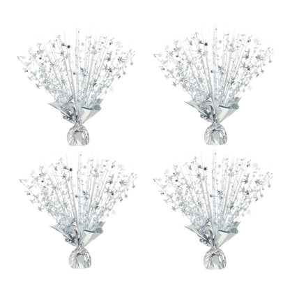 4 Pack Metallic Foil Spray Centerpiece Stars for Wedding, Birthday, Anniversary, Christmas Table Decor, Holiday Festival Baby Shower Graduation Mantle Party Decorations (Silver)