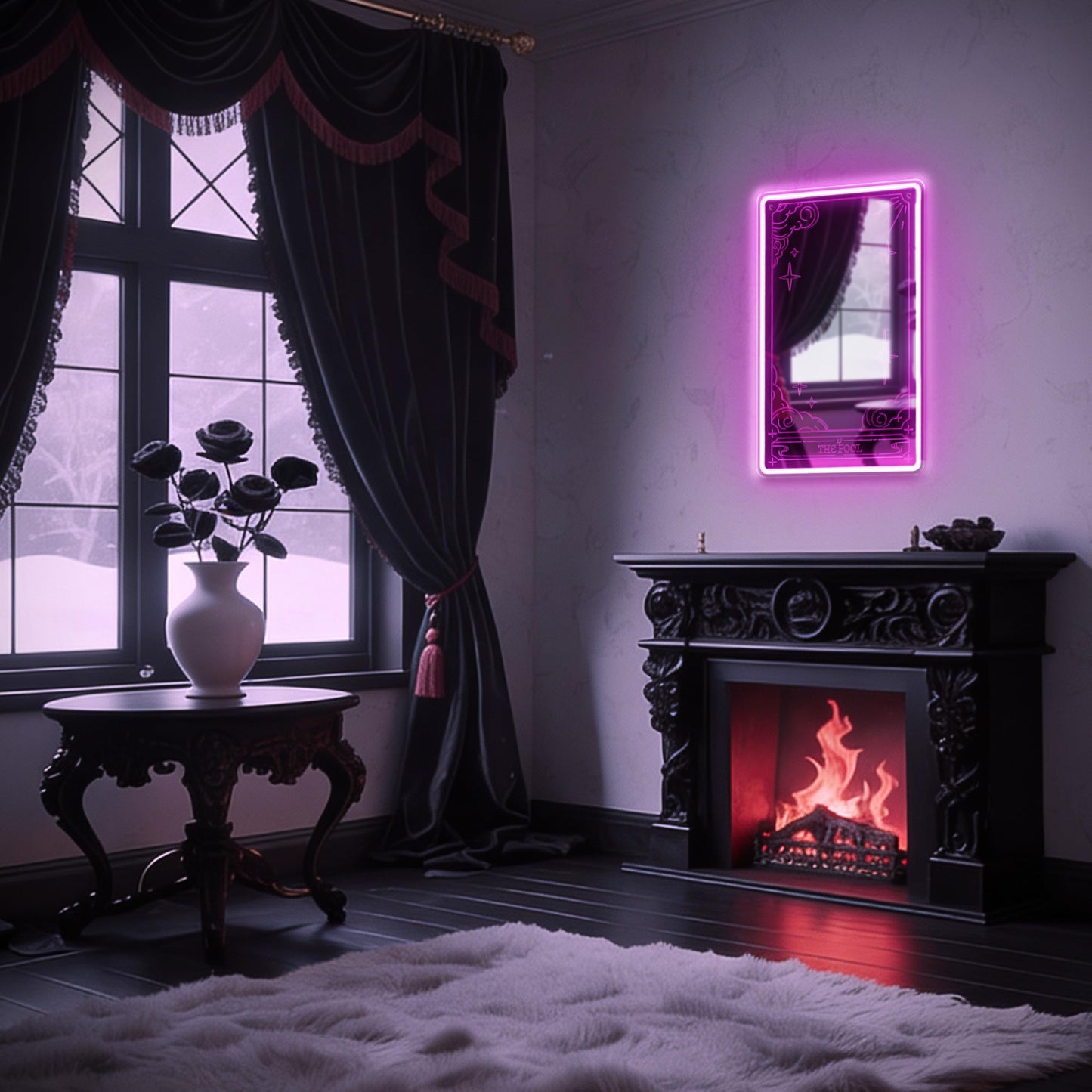 Kavaas Tarot Mirror Neon Sign - Pink Mystical LED Neon Light for Occult Room Wall Decor, Witchy Art Spiritual Room Decor, Best Gifts for Fortune Teller, Tarot Enthusiast