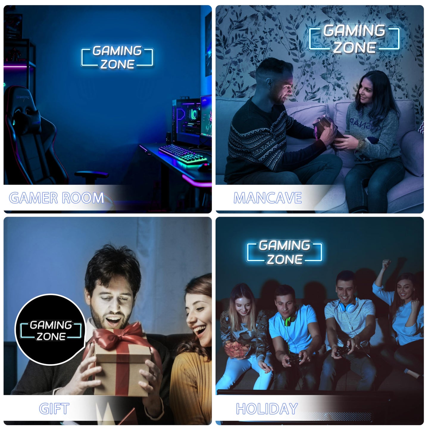 Kavaas Game Zone Neon Sign for Gameroom Wall Decor LED Light Signs - Gaming Zone Neon Sign for Teen Boy Bedroom- Best Gamer Gifts for Teenager, Kids