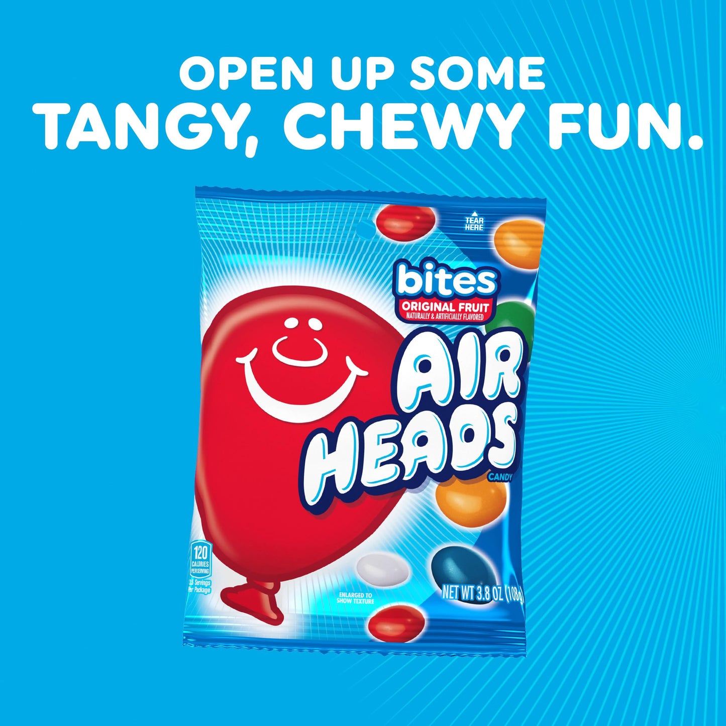 Airheads Candy Bites, Chewy Candy Bags, Assorted Fruit Flavors Naturally and Artificially Flavored, 2 Ounces (18-Pack)