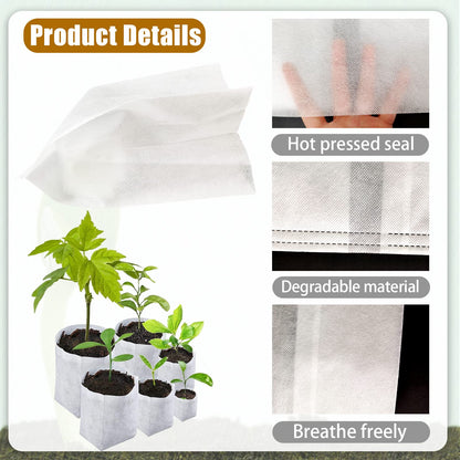 Tarklanda 100pcs Grow Bags,Biodegradable Non-Woven Plant Nursery Bags Plant Fabric Seedling Pots Bags Plants Home Garden Supply (7.8 * 11.8)