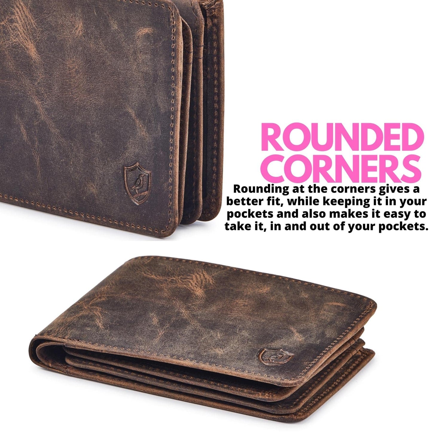Cochoa Wallet for Men Bifold Leather RFID Blocking High Capacity Slim Card Case with 2 ID Window for Gift (Crazy Horse, Moss)