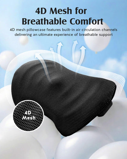 YFONG Lumbar Support Pillow for Car & Office Chair, Memory Foam Back Cushion with Adjustable Straps Non-Slip, Firm Support for Lower Back Pain Relief, Black