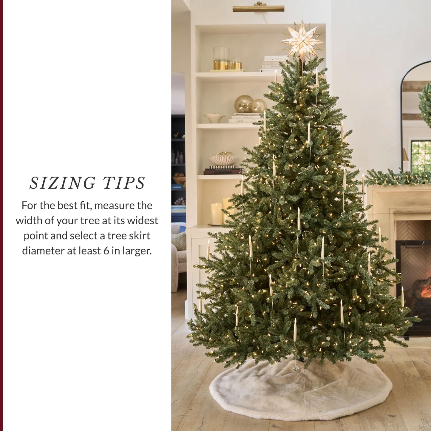 Balsam Hill Lodge Faux Fur Christmas Tree Skirt - Premium Rustic and Luxurious Fur Accents in Brown and Ivory for Tree Decor, Ivory, 60"