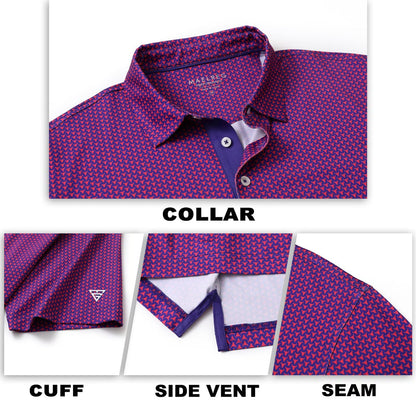 M MAELREG Golf Shirts for Men Dry Fit Print Patterns Performance Moisture Wicking Mens Polo Shirts Short Sleeve