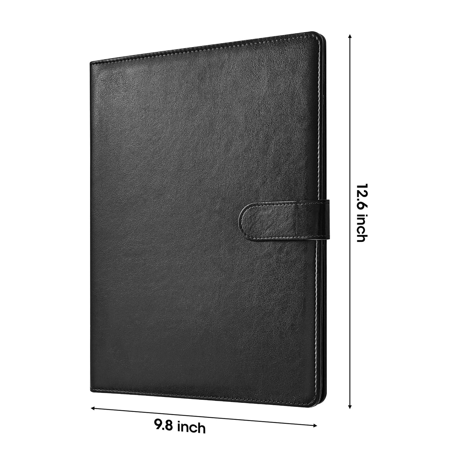 Bidponds Padfolio Portfolio Folder,Faux Leather Legal Pad Holder,Interview Resume Folder with Document Organizer & Business Card Holder,Letter-Sized Notepad Holder (Black)