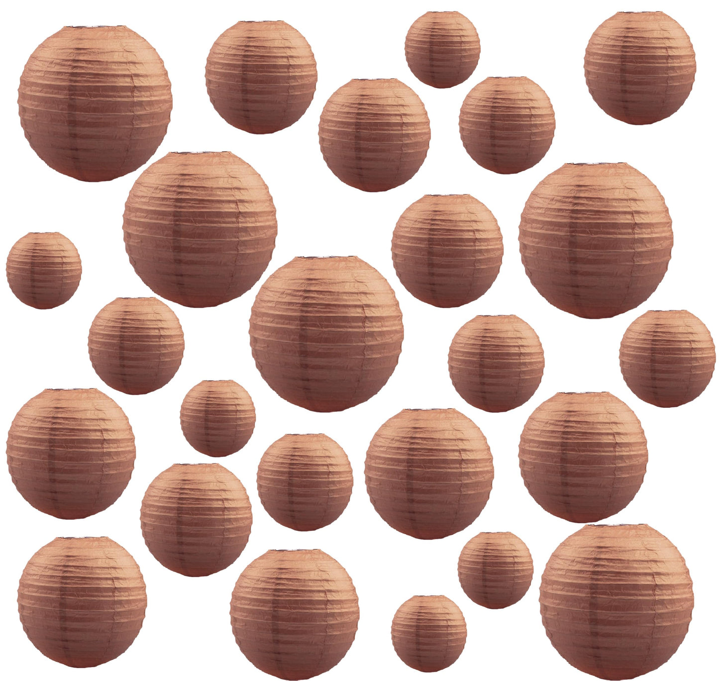 25 Pack Paper Lanterns, Sizes of 4", 6", 8", 10", 12", Hanging Lanterns Decorations Ball Lanterns for Home Decoration, Birthday Party and Wedding Decorations (Coffee)