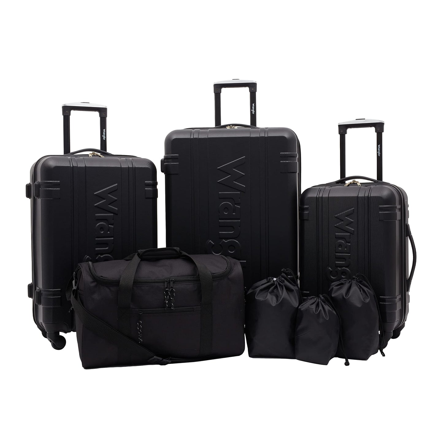 Wrangler Venture Luggage and Travel Set, Black, 7-Piece Set