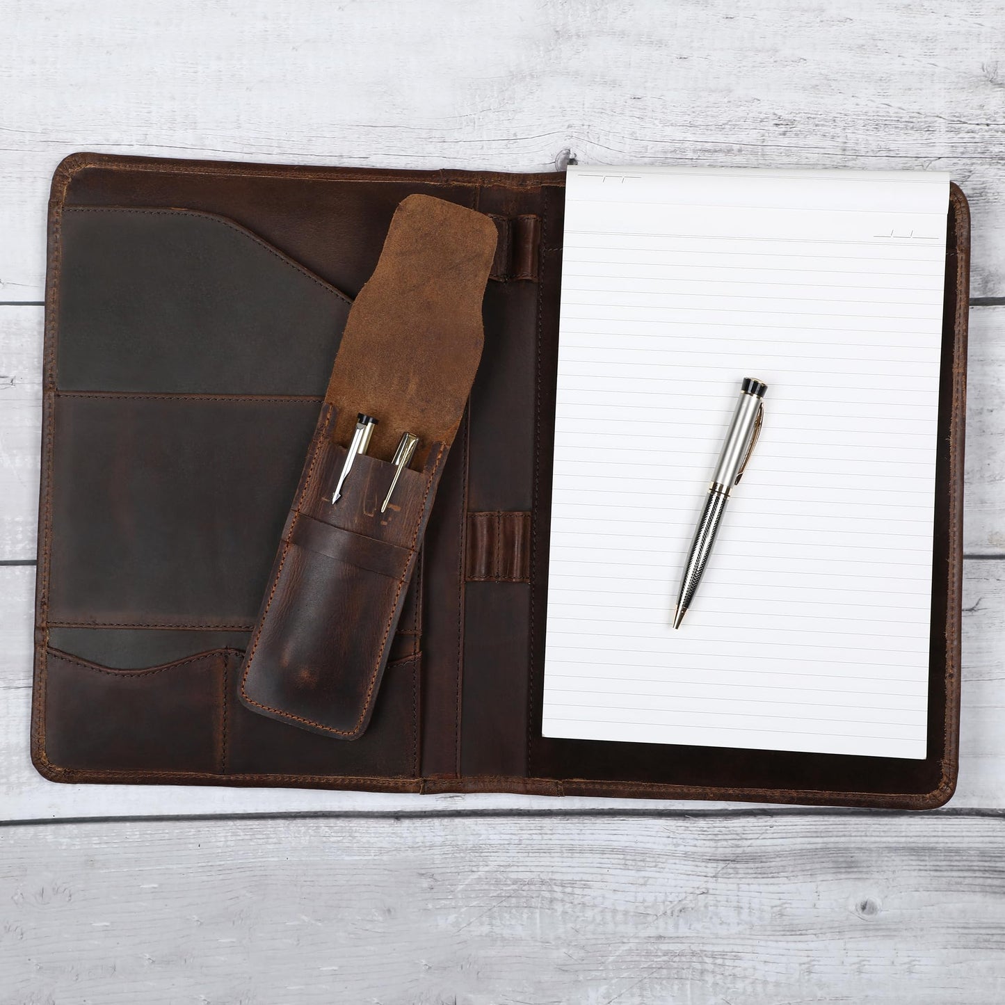 CestAntiQ Leather Pen Case - Handmade Executive Pen Holder - Professional Fountain Pen Organizer Pouch Brown