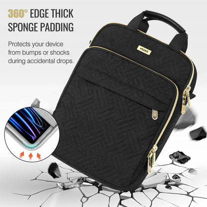 MoKo 13 Inch Puffer Tablet Sleeve Bag for New 13" iPad Air M4 2026 / Pro M5, iPad Pro 12.9" M2&M1, Galaxy Tab S8/S9 Plus 12.4", 360° Edge Protection Puffy Bag with Handle & Shoulder Strap, Black