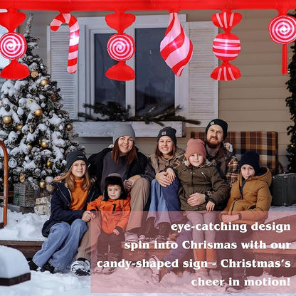 Retisee 14.7 ft Long Christmas Inflatable Outdoor Decoration Blow up Hanging Flashing Candy with Built in LED Lights Blow up Yard Decoration for Christmas Party Yard Windows Supplies Outdoor