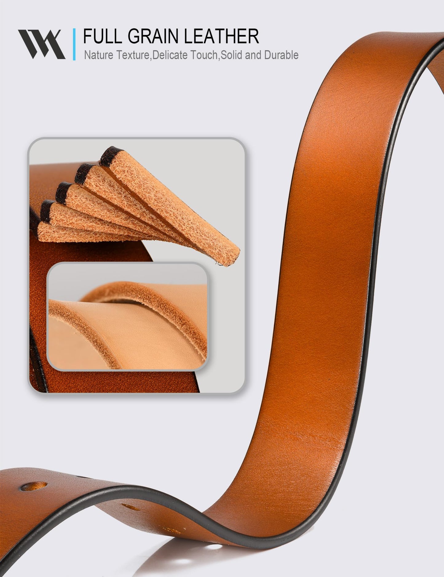 WOLFANT 1.5" Top Full Grain Leather Belt for Men in Gift Box,100% Italian Real Solid Leather