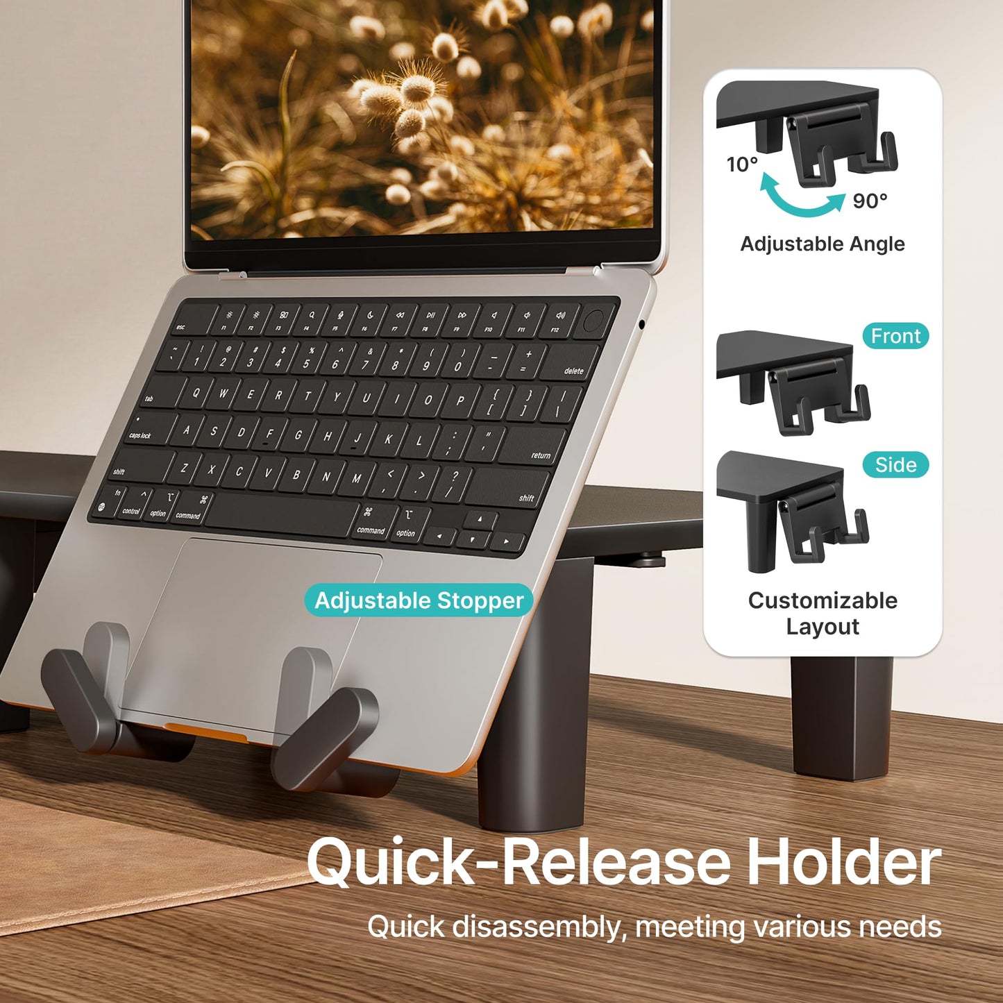 PEGZONE Monitor Stand Riser for Desk, Ergonomic Computer Riser with Storage Drawer, Desktop Shelf Organizer for PC, Laptop, Desk Computer Riser For Home Office