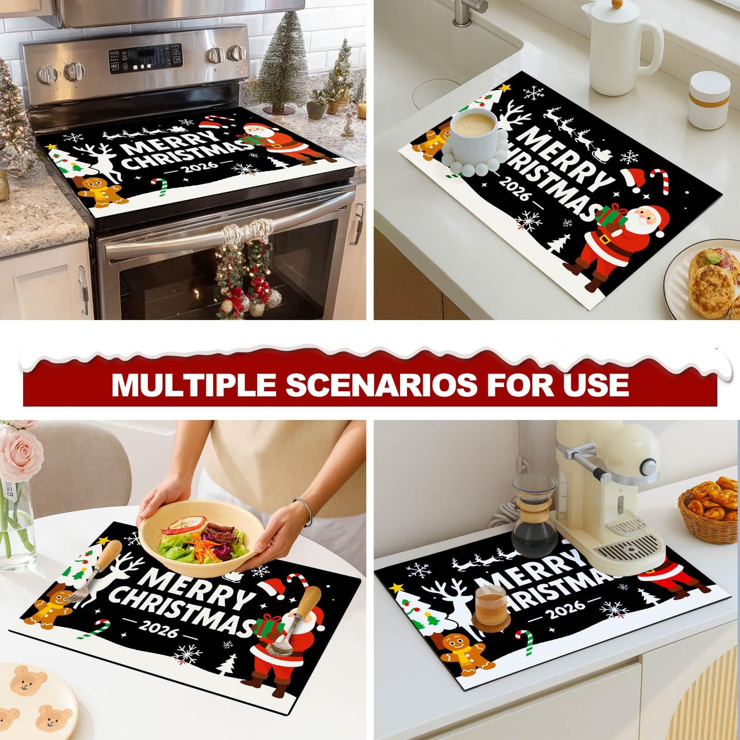 HOMETITUTE Nativity Scene Stove Top Cover 28x20 Inch Glass Top Protector Christmas Religious Kitchen Counter Mat Heat Resistant Silicone Cooktop Cover Holiday Decoration
