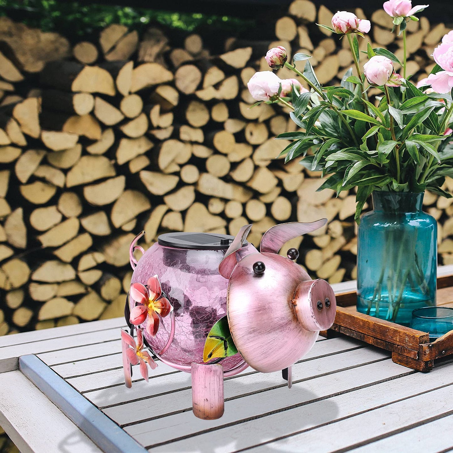 MUMTOP Solar Lantern - Outdoor Waterproof Lights, Pig Yard Decorations, Decorative Tabletop Ornaments for Garden Decor