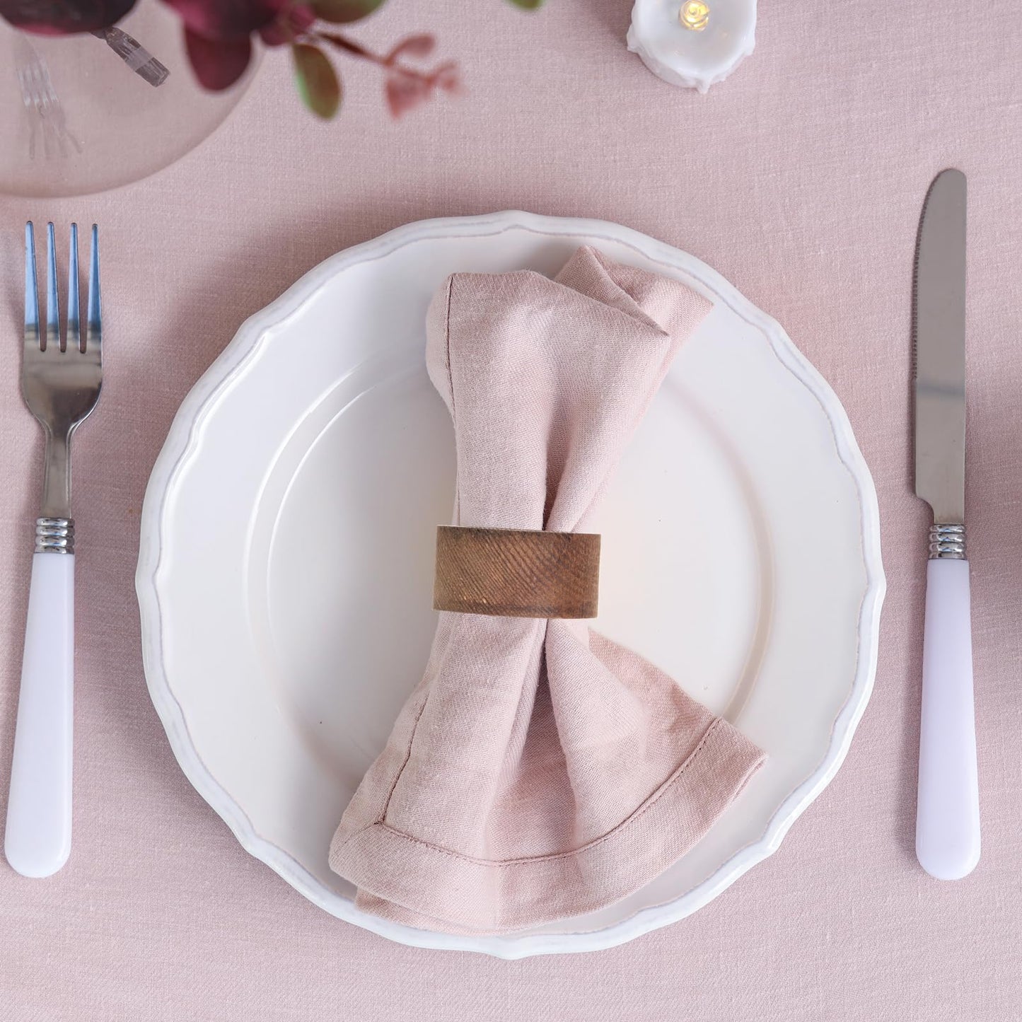 60pcs Wooden Napkin Rings, Handmade Dining Table Napkin Holder, Rustic Wood Napkin Holders Bulk for Weddings, Thanksgiving, Christmas & Events - 2 Inch, Brown