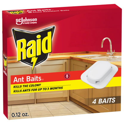 Raid Ant Killer Baits, For Household Use, Kills the Colony, Kills Ants for 3 Months, Child Resistant, 4 Count
