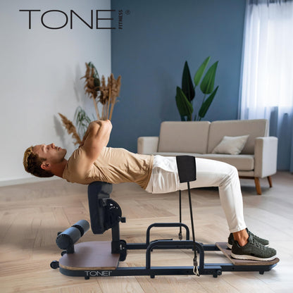 Tone Fitness Foldable Hip Thrust & Glute Exercise Machine | Adjustable Sissy Squat, Core & Leg Trainer | Compact Multi-Purpose Home Gym Equipment | Dark Walnut